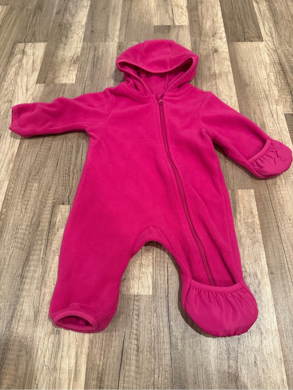 wonder nation Hot Pink Hooded Fleece One-Piece Footie